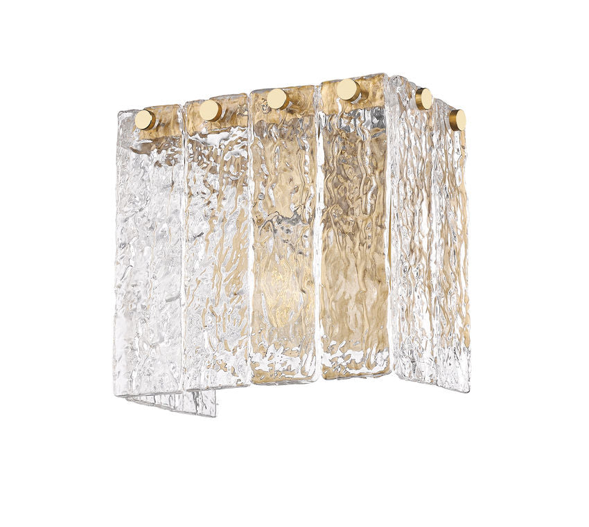 Z-Lite Glacier 8" 1-Light Modern Gold Clear Glass Shade Wall Sconce