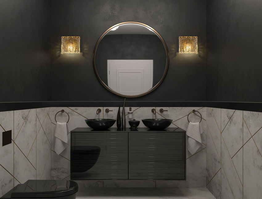 Z-Lite Glacier 8" 1-Light Modern Gold Clear Glass Shade Wall Sconce