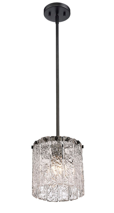 Z-Lite Glacier 9" 1-Light Matte Black Pendant Light With Clear Glass Shade