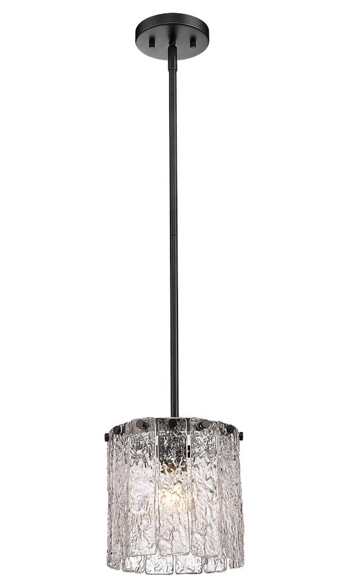Z-Lite Glacier 9" 1-Light Matte Black Pendant Light With Clear Glass Shade