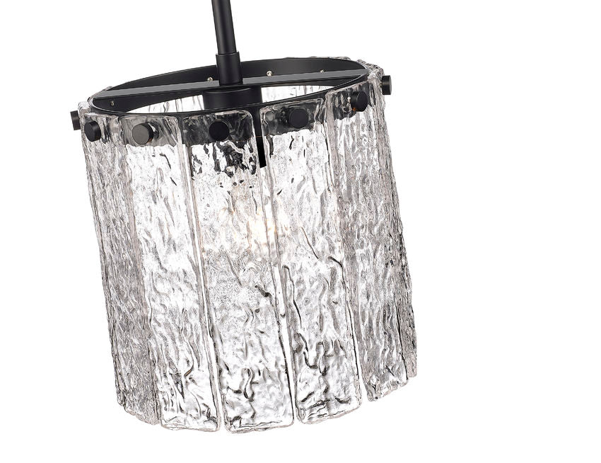 Z-Lite Glacier 9" 1-Light Matte Black Pendant Light With Clear Glass Shade