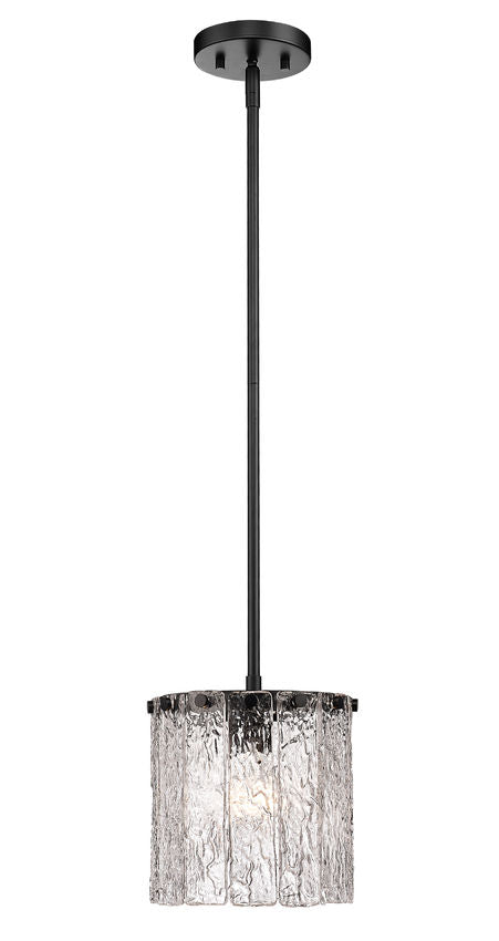 Z-Lite Glacier 9" 1-Light Matte Black Pendant Light With Clear Glass Shade