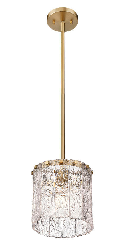 Z-Lite Glacier 9" 1-Light Modern Gold Pendant Light With Clear Glass Shade