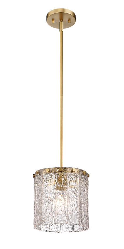 Z-Lite Glacier 9" 1-Light Modern Gold Pendant Light With Clear Glass Shade
