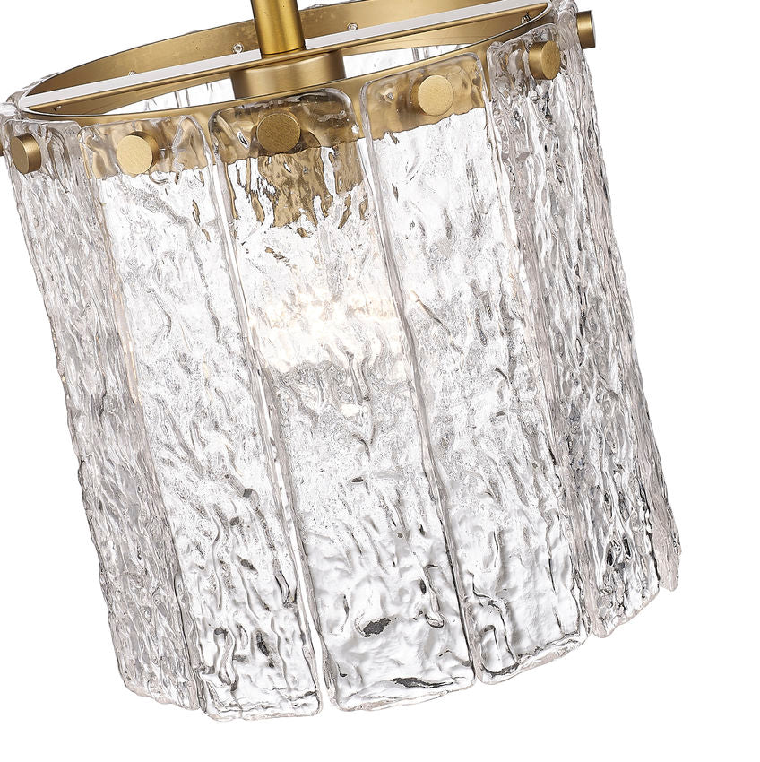 Z-Lite Glacier 9" 1-Light Modern Gold Pendant Light With Clear Glass Shade
