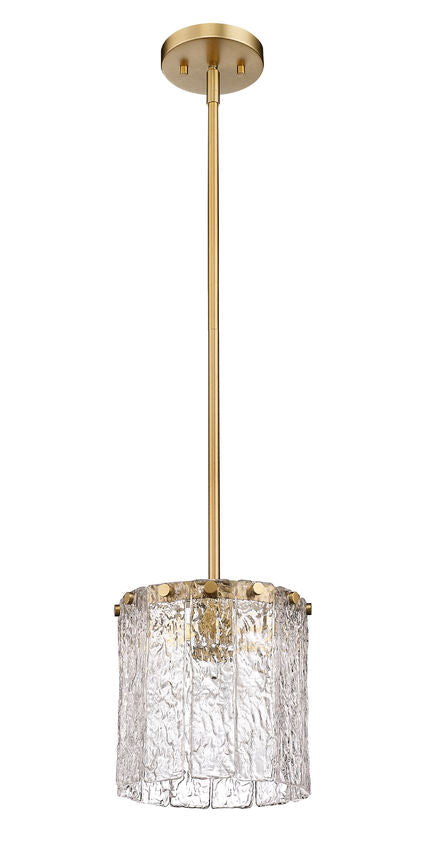 Z-Lite Glacier 9" 1-Light Modern Gold Pendant Light With Clear Glass Shade