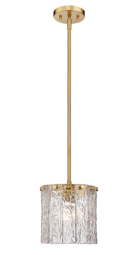 Z-Lite Glacier 9" 1-Light Modern Gold Pendant Light With Clear Glass Shade