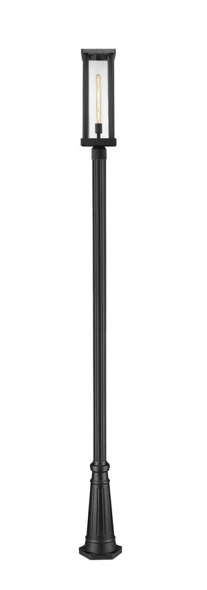 Z-Lite Glenwood 10" W x 114" H 1-Light Black Aluminum Frame Clear Glass Shade Outdoor Post Mounted Fixture