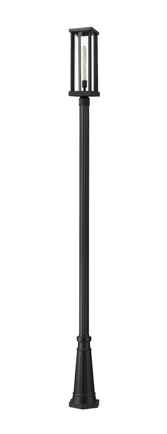 Z-Lite Glenwood 10" W x 114" H 1-Light Black Aluminum Frame Clear Glass Shade Outdoor Post Mounted Fixture