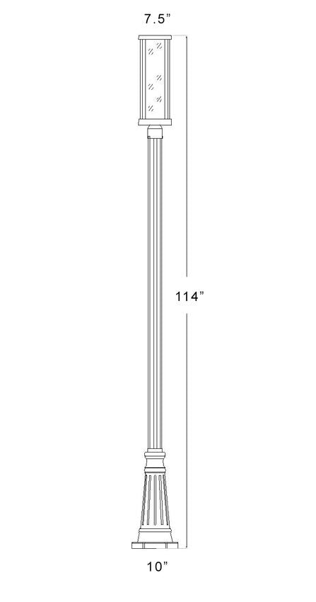 Z-Lite Glenwood 10" W x 114" H 1-Light Black Aluminum Frame Clear Glass Shade Outdoor Post Mounted Fixture