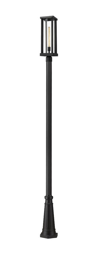Z-Lite Glenwood 10" W x 114" H 1-Light Black Aluminum Frame Clear Glass Shade Outdoor Post Mounted Fixture