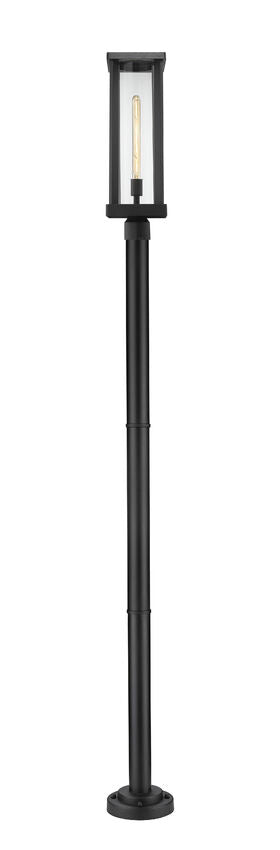 Z-Lite Glenwood 586PHBR-567P-BK 1-Light Black Aluminum Frame Clear Glass Shade Outdoor Post Mounted Fixture