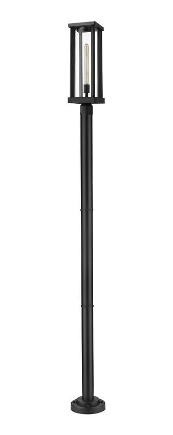 Z-Lite Glenwood 586PHBR-567P-BK 1-Light Black Aluminum Frame Clear Glass Shade Outdoor Post Mounted Fixture