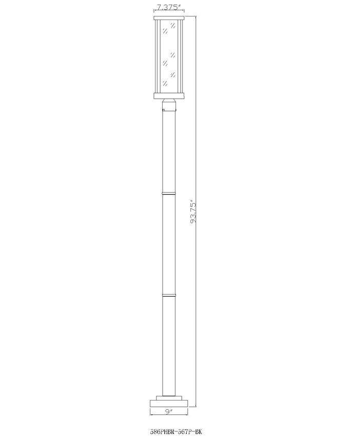 Z-Lite Glenwood 586PHBR-567P-BK 1-Light Black Aluminum Frame Clear Glass Shade Outdoor Post Mounted Fixture