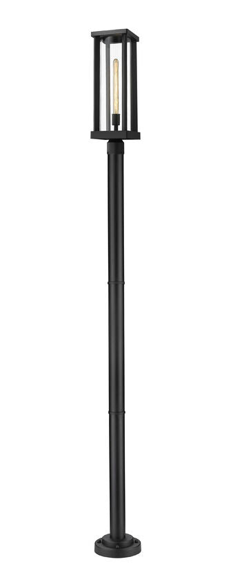 Z-Lite Glenwood 586PHBR-567P-BK 1-Light Black Aluminum Frame Clear Glass Shade Outdoor Post Mounted Fixture