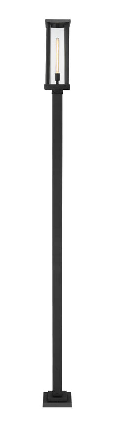 Z-Lite Glenwood 586PHBS-536P-BK 1-Light Black Aluminum Frame Clear Glass Shade Outdoor Post Mounted Fixture