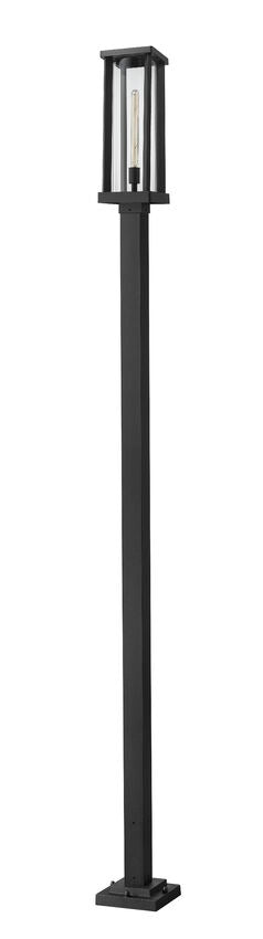 Z-Lite Glenwood 586PHBS-536P-BK 1-Light Black Aluminum Frame Clear Glass Shade Outdoor Post Mounted Fixture