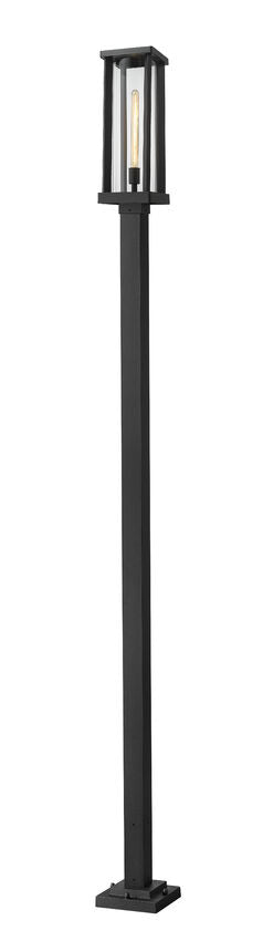 Z-Lite Glenwood 586PHBS-536P-BK 1-Light Black Aluminum Frame Clear Glass Shade Outdoor Post Mounted Fixture