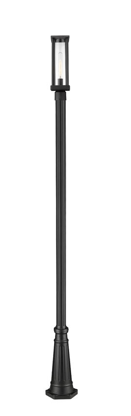 Z-Lite Glenwood 586PHMR-519P-BK 1-Light Black Aluminum Frame Clear Glass Shade Outdoor Post Mounted Fixture
