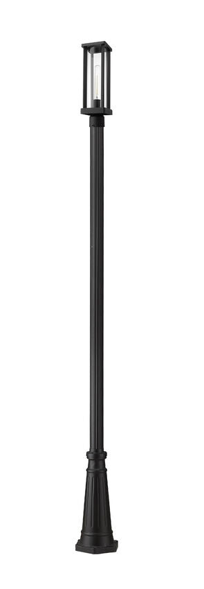 Z-Lite Glenwood 586PHMR-519P-BK 1-Light Black Aluminum Frame Clear Glass Shade Outdoor Post Mounted Fixture