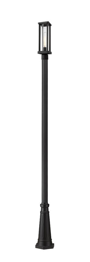 Z-Lite Glenwood 586PHMR-519P-BK 1-Light Black Aluminum Frame Clear Glass Shade Outdoor Post Mounted Fixture