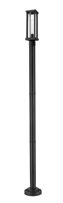 Z-Lite Glenwood 586PHMR-567P-BK 1-Light Black Aluminum Frame Clear Glass Shade Outdoor Post Mounted Fixture
