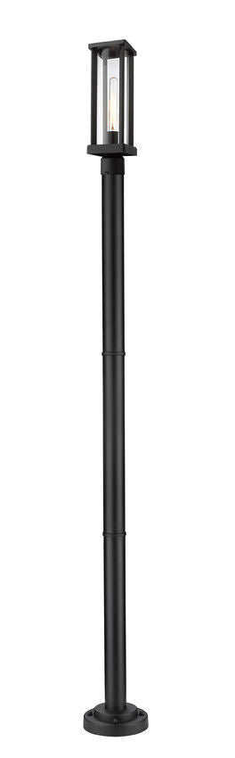 Z-Lite Glenwood 586PHMR-567P-BK 1-Light Black Aluminum Frame Clear Glass Shade Outdoor Post Mounted Fixture
