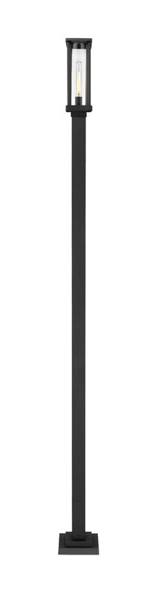 Z-Lite Glenwood 586PHMS-536P-BK 1-Light Black Aluminum Frame Clear Glass Shade Outdoor Post Mounted Fixture