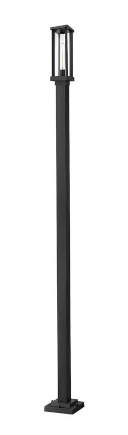 Z-Lite Glenwood 586PHMS-536P-BK 1-Light Black Aluminum Frame Clear Glass Shade Outdoor Post Mounted Fixture