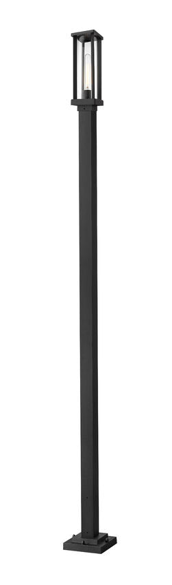 Z-Lite Glenwood 586PHMS-536P-BK 1-Light Black Aluminum Frame Clear Glass Shade Outdoor Post Mounted Fixture