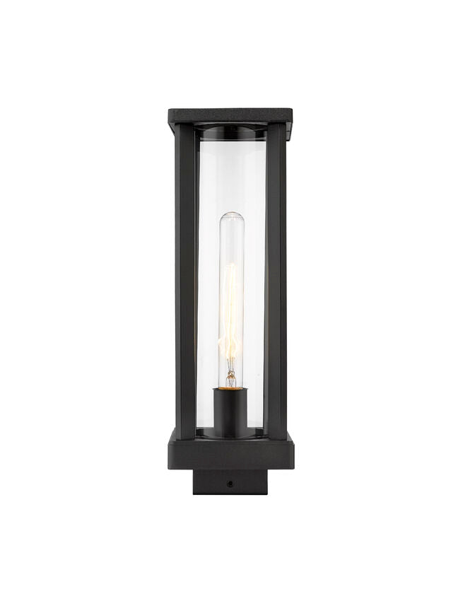 Z-Lite Glenwood 6" 1-Light Black Outdoor Post Mount Fixture With Clear Glass Shade