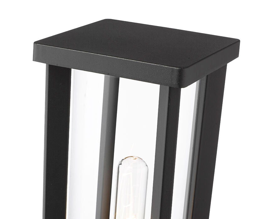 Z-Lite Glenwood 6" 1-Light Black Outdoor Post Mount Fixture With Clear Glass Shade