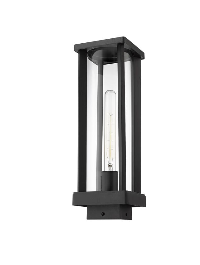 Z-Lite Glenwood 6" 1-Light Black Outdoor Post Mount Fixture With Clear Glass Shade