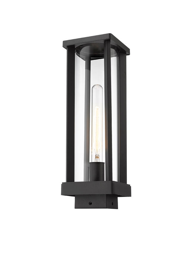 Z-Lite Glenwood 6" 1-Light Black Outdoor Post Mount Fixture With Clear Glass Shade