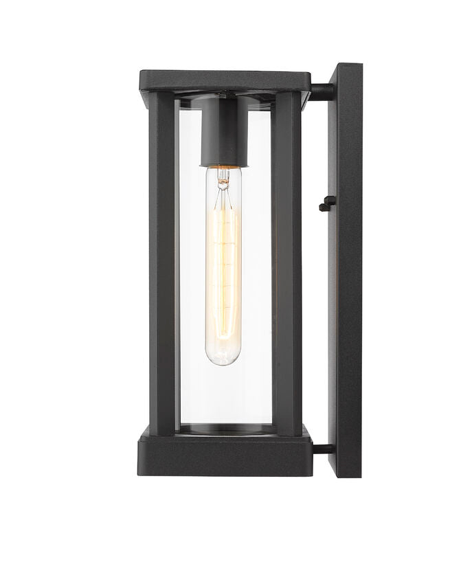 Z-Lite Glenwood 6" W x 13" H 1-Light Black Aluminum Outdoor Wall Sconce With Clear Glass Shade