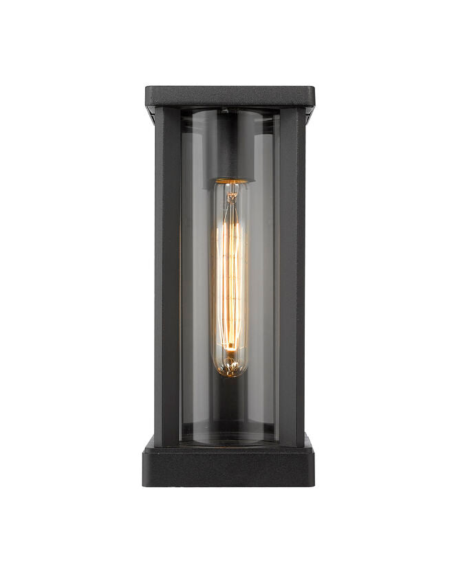 Z-Lite Glenwood 6" W x 13" H 1-Light Black Aluminum Outdoor Wall Sconce With Clear Glass Shade