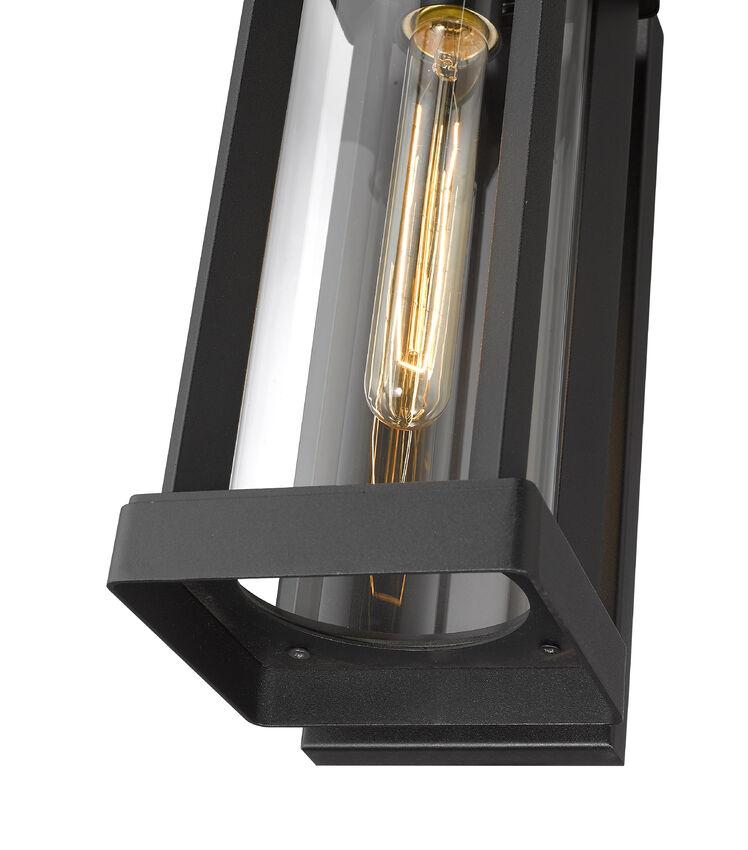 Z-Lite Glenwood 6" W x 13" H 1-Light Black Aluminum Outdoor Wall Sconce With Clear Glass Shade
