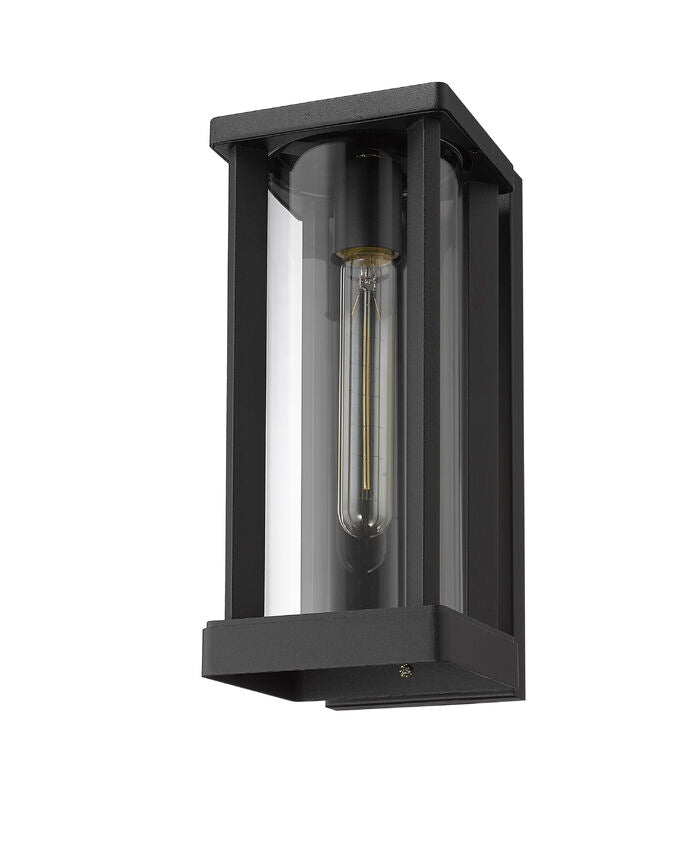 Z-Lite Glenwood 6" W x 13" H 1-Light Black Aluminum Outdoor Wall Sconce With Clear Glass Shade