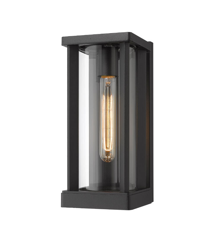 Z-Lite Glenwood 6" W x 13" H 1-Light Black Aluminum Outdoor Wall Sconce With Clear Glass Shade