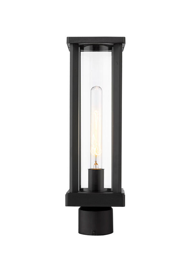 Z-Lite Glenwood 6" W x 15" H 1-Light Black Outdoor Post Mount Fixture With Clear Glass Shade