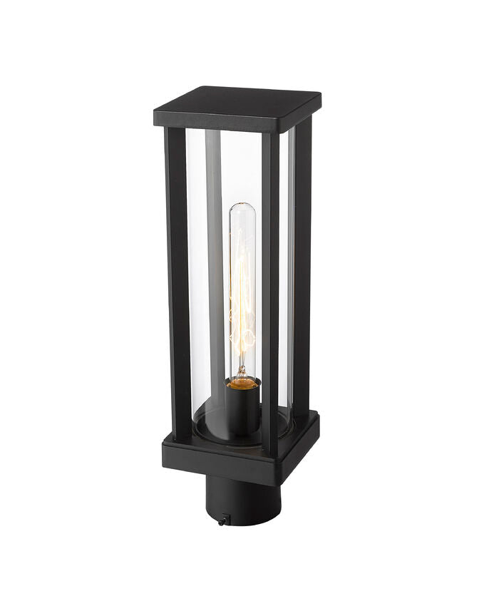 Z-Lite Glenwood 6" W x 15" H 1-Light Black Outdoor Post Mount Fixture With Clear Glass Shade