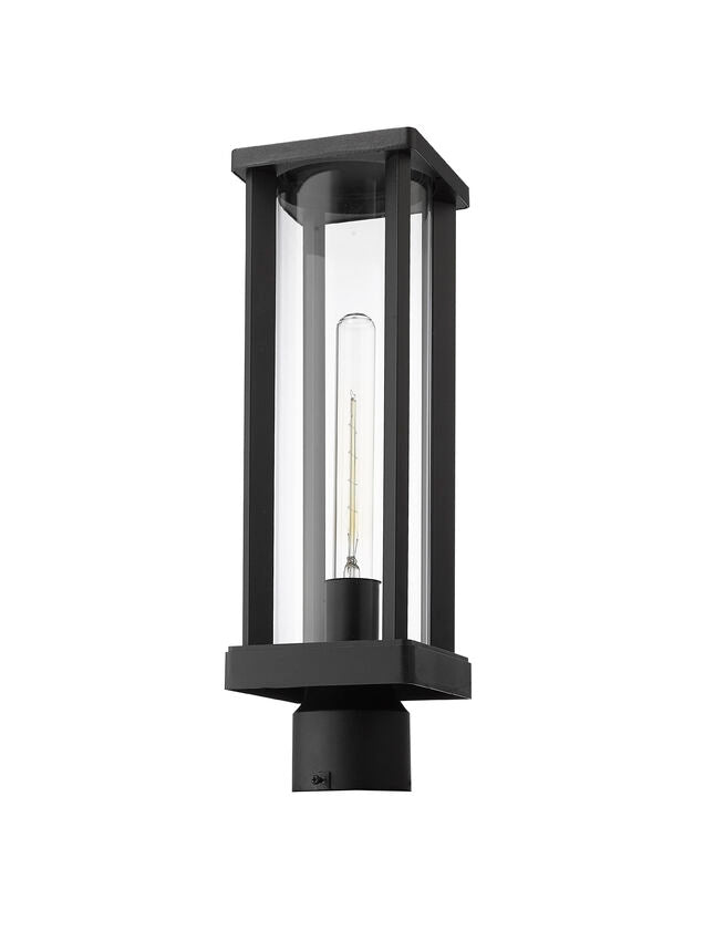 Z-Lite Glenwood 6" W x 15" H 1-Light Black Outdoor Post Mount Fixture With Clear Glass Shade