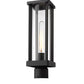 Z-Lite Glenwood 6" W x 15" H 1-Light Black Outdoor Post Mount Fixture With Clear Glass Shade