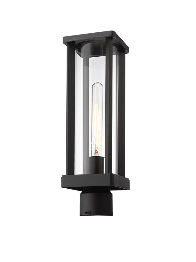 Z-Lite Glenwood 6" W x 15" H 1-Light Black Outdoor Post Mount Fixture With Clear Glass Shade