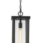 Z-Lite Glenwood 8" 1-Light Black Aluminum Outdoor Chain Mount Ceiling Fixture With Clear Glass Shade