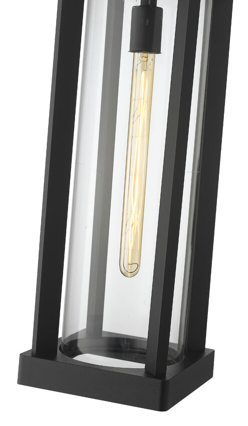 Z-Lite Glenwood 8" 1-Light Black Aluminum Outdoor Chain Mount Ceiling Fixture With Clear Glass Shade