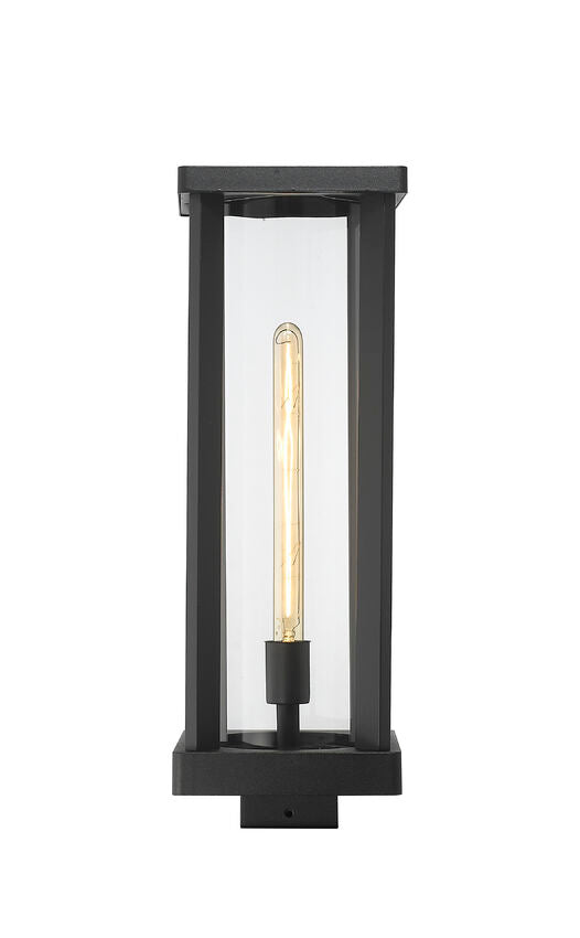 Z-Lite Glenwood 8" 1-Light Black Outdoor Post Mount Fixture With Clear Glass Shade