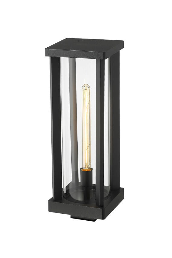 Z-Lite Glenwood 8" 1-Light Black Outdoor Post Mount Fixture With Clear Glass Shade