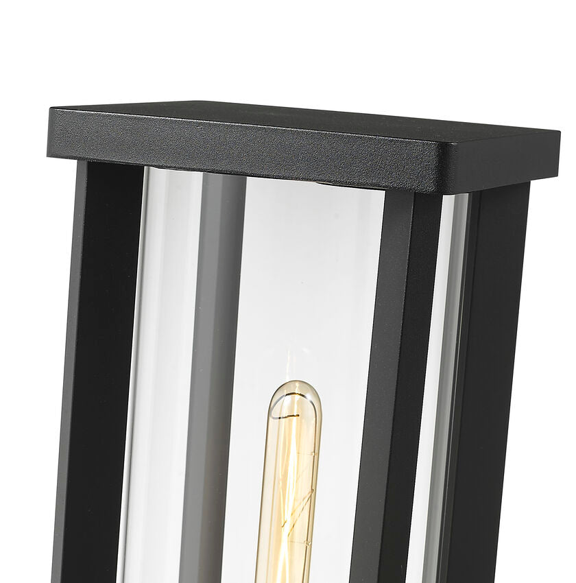 Z-Lite Glenwood 8" 1-Light Black Outdoor Post Mount Fixture With Clear Glass Shade