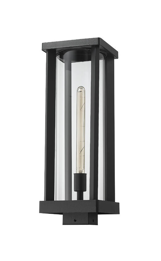 Z-Lite Glenwood 8" 1-Light Black Outdoor Post Mount Fixture With Clear Glass Shade